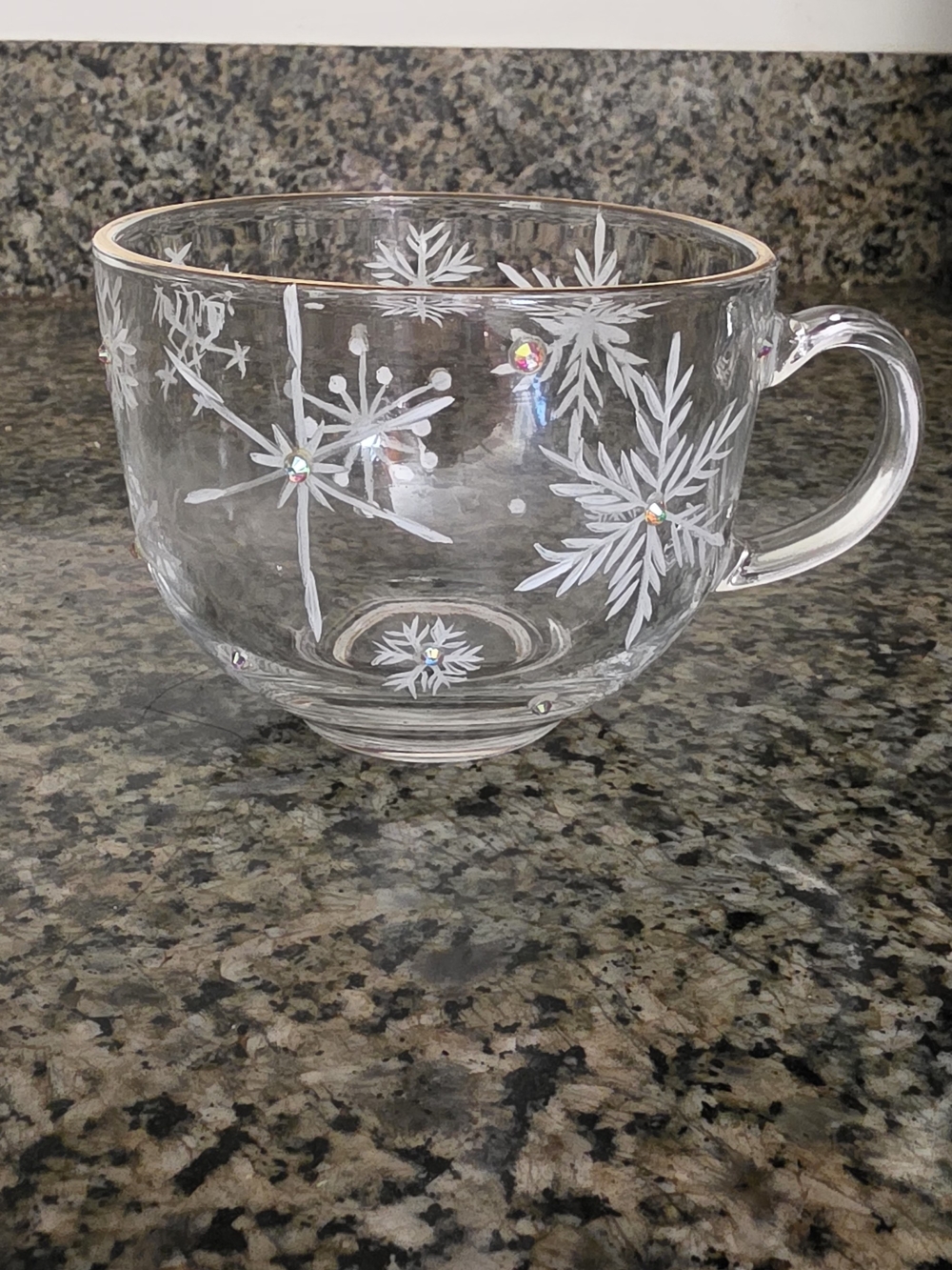 Glass Snowflake Accent Mug with Gold Rim - Picture 3 of 6